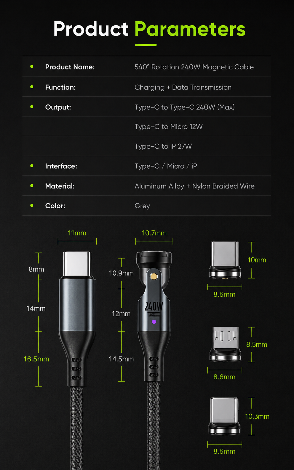 BIT MagCharge™ Pro — 3-in-1 Magnetic Fast-Charge Cable - Image 10