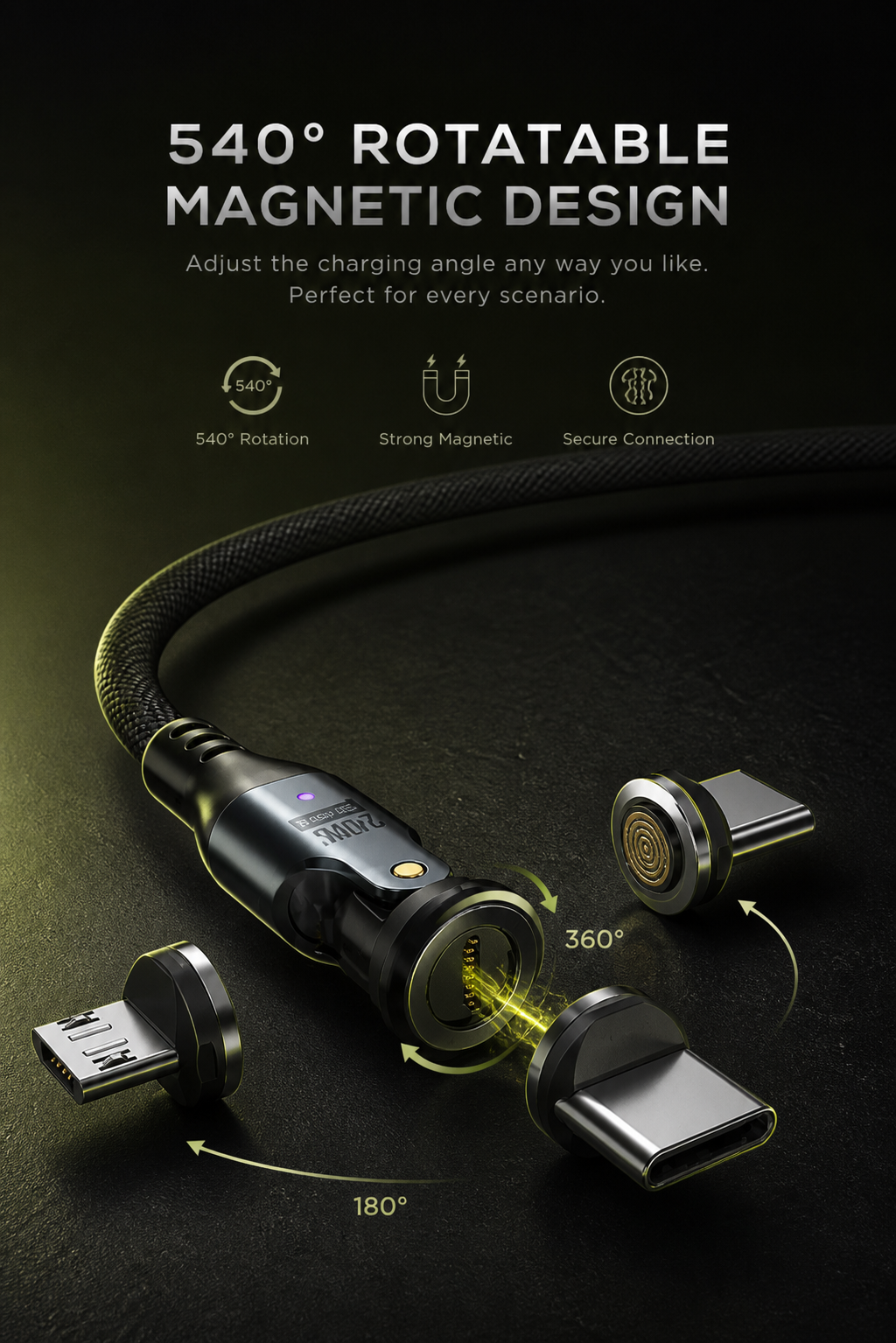 BIT MagCharge™ Pro — 3-in-1 Magnetic Fast-Charge Cable - Image 2